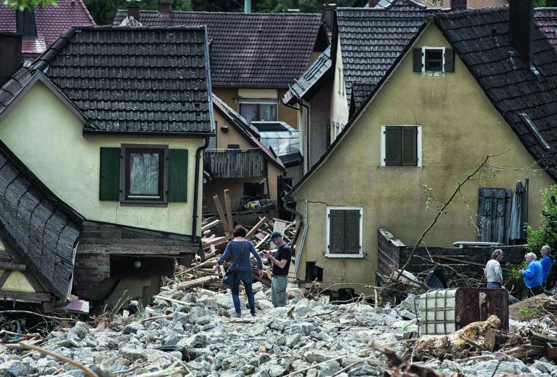Zerstörungen nach der Sturzflut in Braunsbach 2016