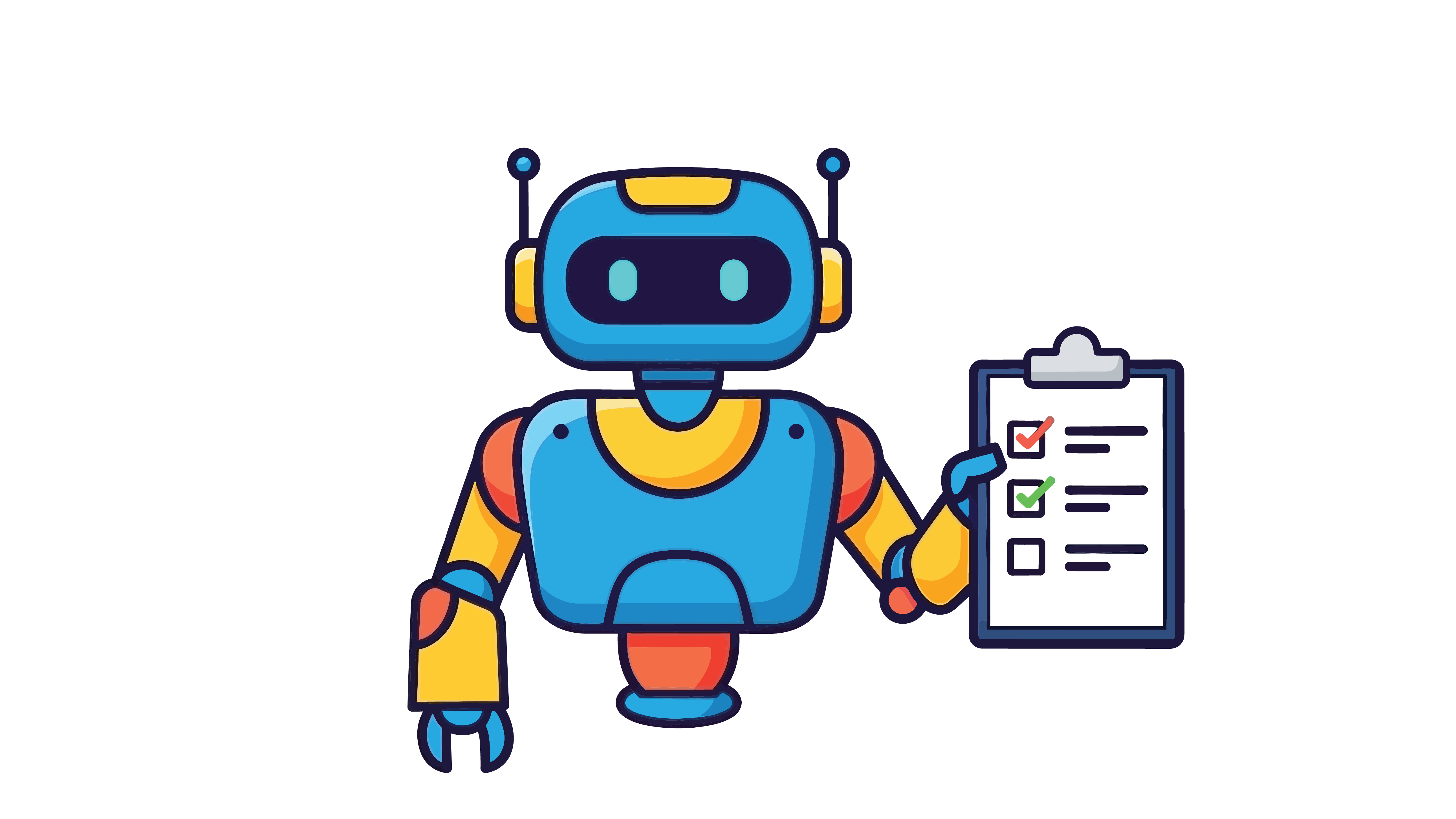 Roboter mit Checkliste als Symbol für KI-Prozessmodellierung
