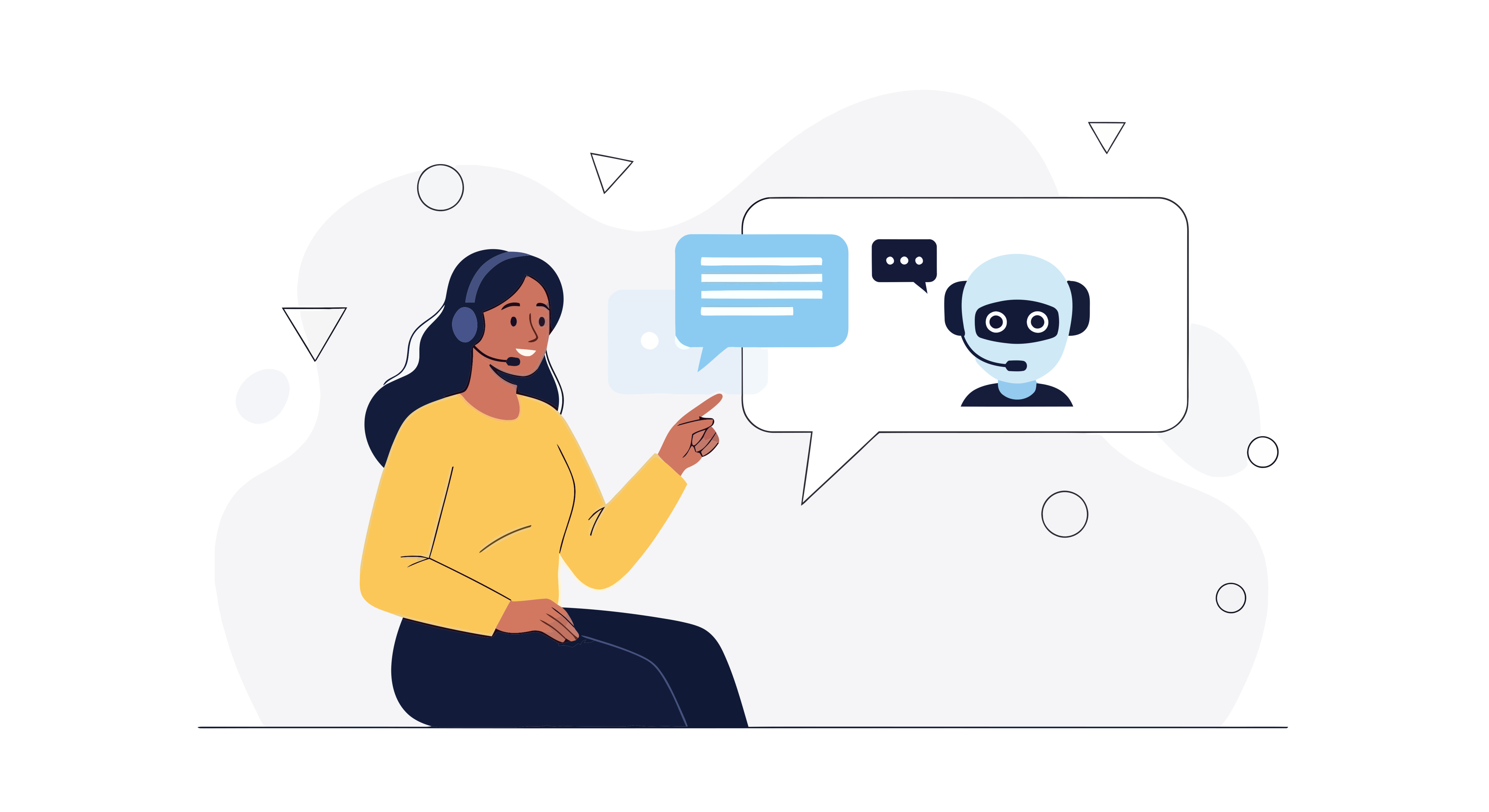 Frau im Dialog mit einem KI-Chatbot