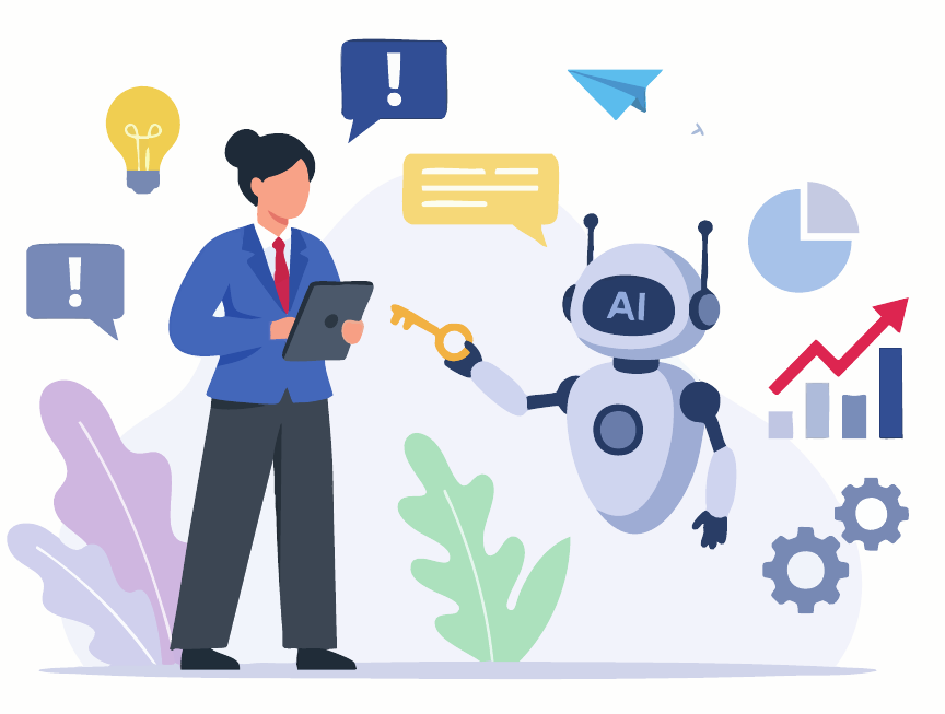 Illustration zu künstlicher Intelligenz und automatisierten Verwaltungsprozessen