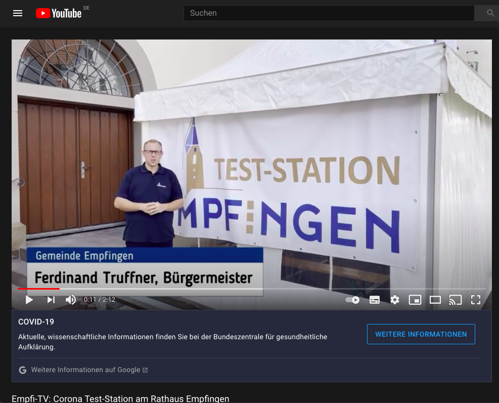 YouTube-Kanal der Gemeinde Empfingen