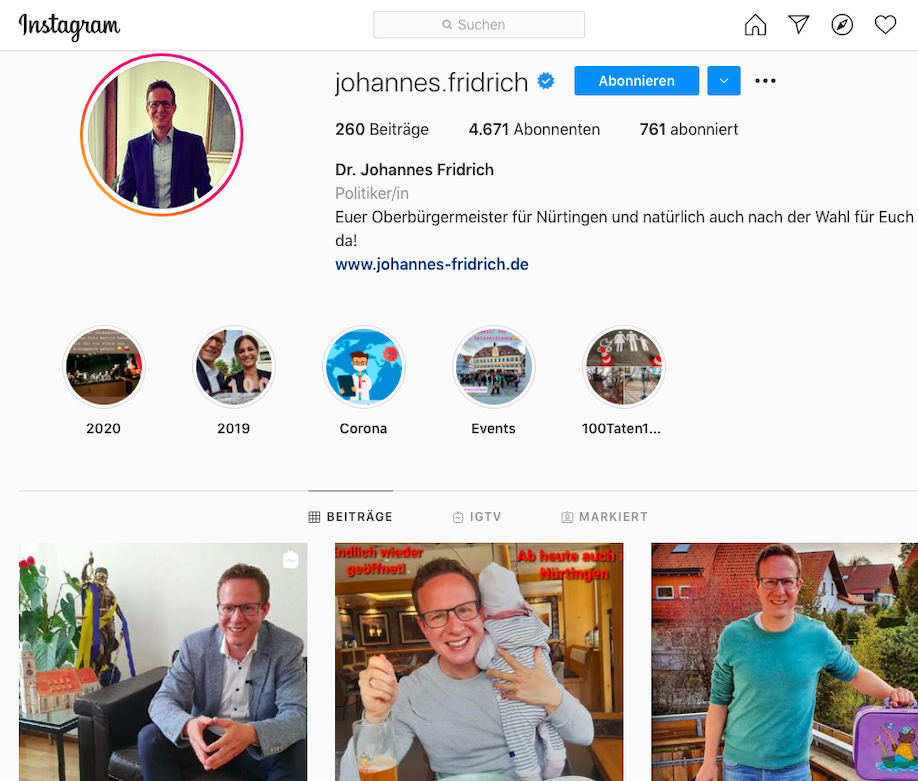 Johannes Fridrich auf Instagram