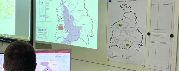 Krisenstabsübung Murr-Flut mit Hochwassergefahrenkarten