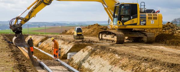 Baggerarbeiten bei der Verlegung von Kabeln von Südlink