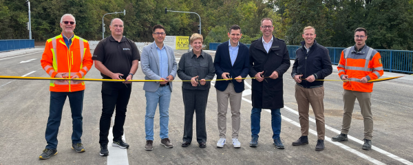 Symbolische Verkehrsfreigabe Murrbrücke mit Ministerin Razavi